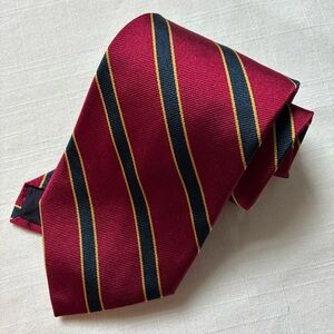 Brooks Brothers 346 Men's 100% Silk Repp Tie Italy Made In USA Red Navy Gold
